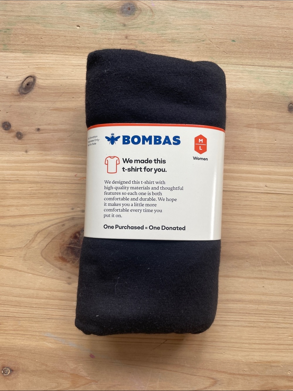Bombas Black Women’s M/L Black Cotton Tee Shirt NEW